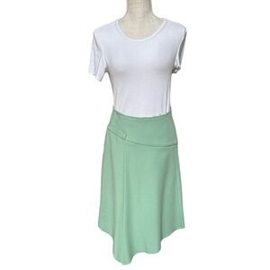 Les Petites Green Wool Blend ‎ Midi Draping Skirt Size: M